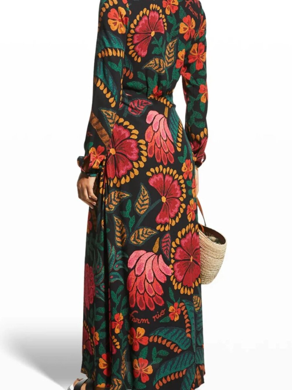 Farm Rio - Plunging Long-Sleeve Floral Maxi Dress - Picture 3 of 9